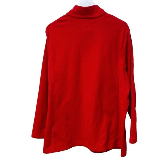 LANDS END Fleece Top Plus Size 2X Red 1/4 Zip Pullover Womens Jacket - Picture 4 of 11
